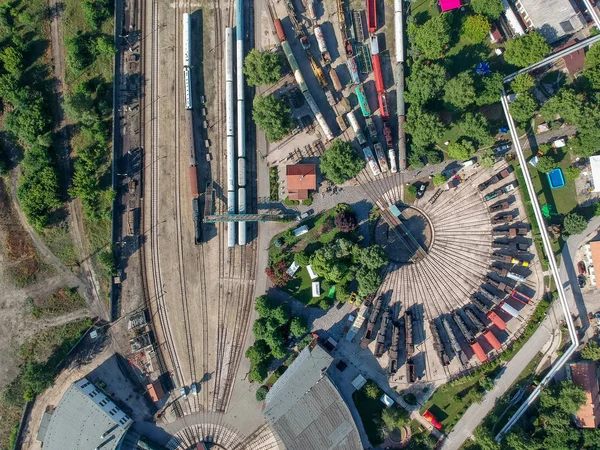 Vista Aérea Estación Torneado Del Tren — Foto de Stock