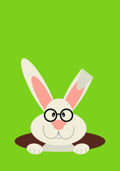 a rabbit in hole. Easter bunny, vector illustration