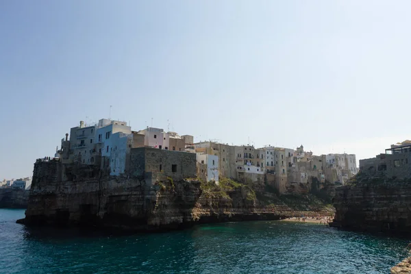 Polignano Mare View Apulia Italy Итальянская Панорама Скалы Адриатическом Море — стоковое фото