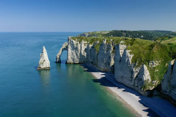 Etretat Normandy France Porte Aval Aiguille — стокове фото