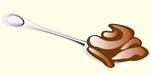 Vector illustration of the chocolate mass on spoon