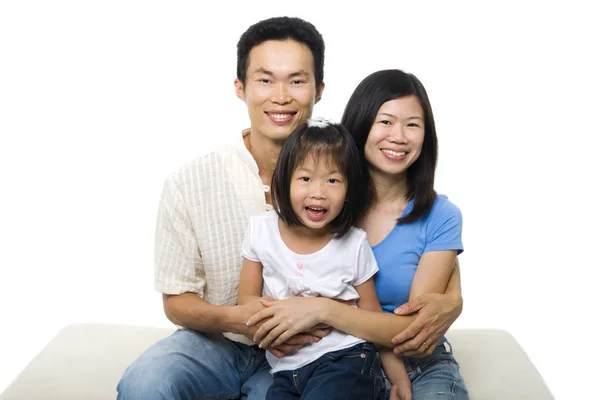 Азійський Сімейний Портрет Білому Тлі — стокове фото