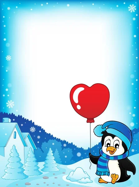 Cuadro Temático Pingüinos Cute Valentine Ilustración Imágenes — Foto de Stock