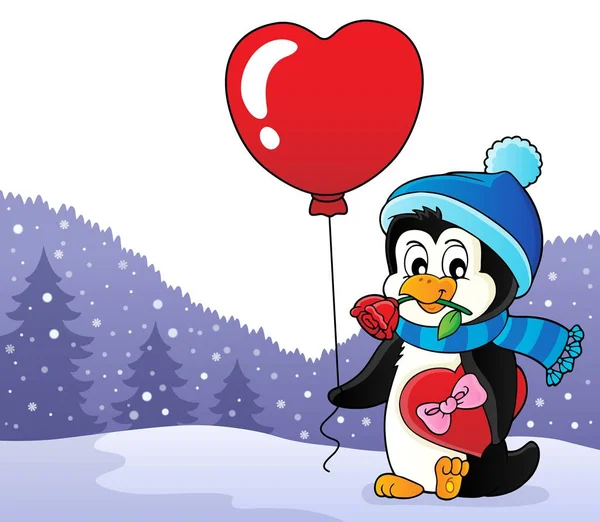 Cute Valentine Пингвин Тема Изображения Картинка Иллюстрация — стоковое фото