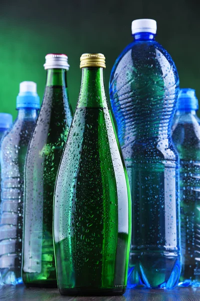 Composition Different Sorts Bottles Containing Mineral Water Stock Picture