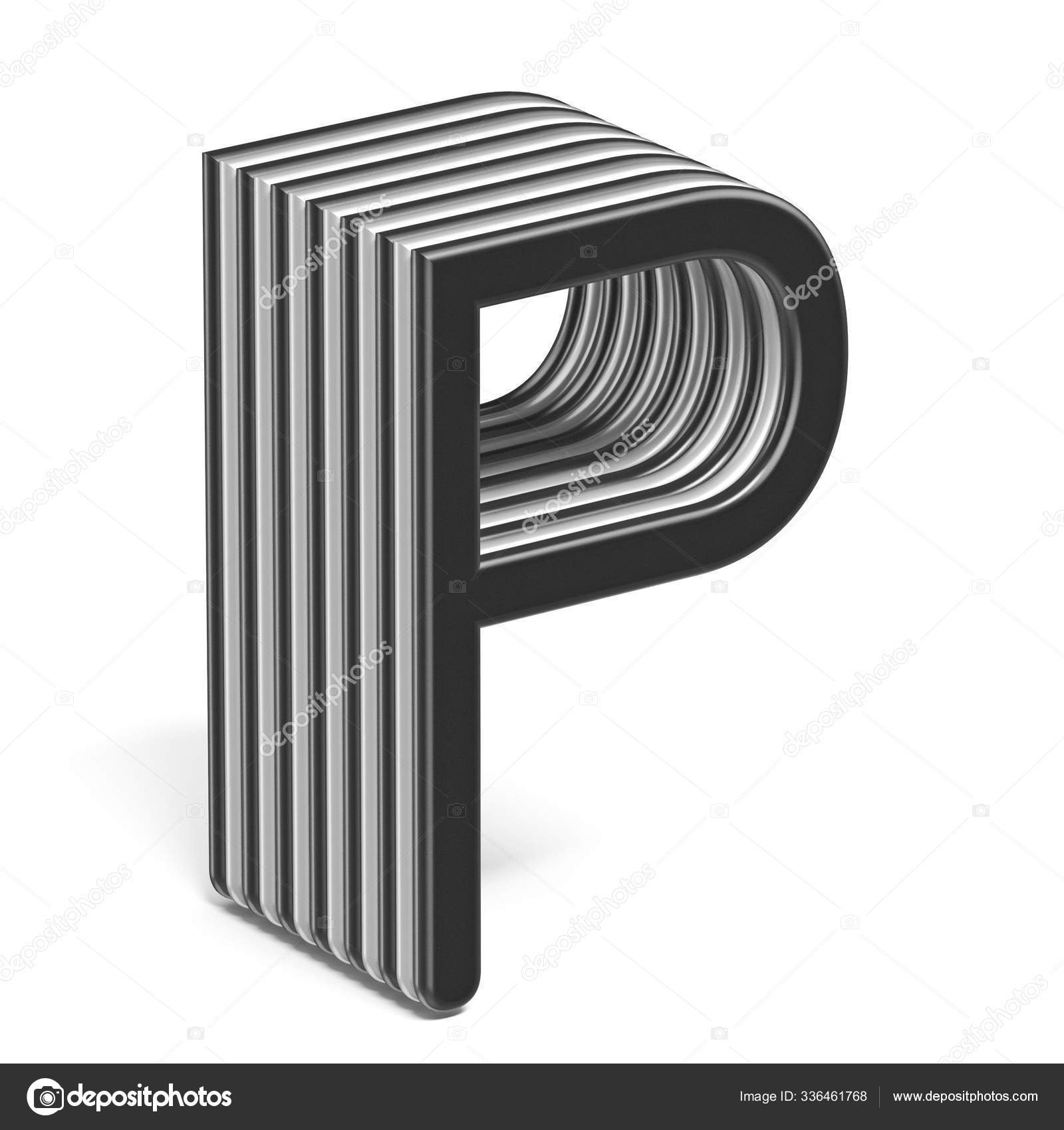 Black White Layered Font Letter Render Illustration Isolated White