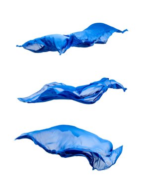 abstract piece of blue fabric flying, high-speed studio shot clipart