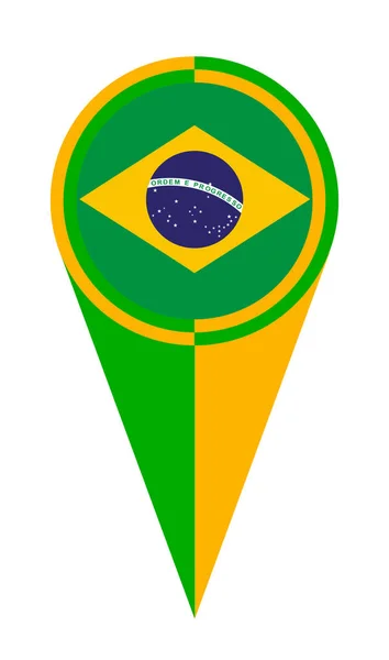Brasil Mapa Ponteiro Pino Ícone Localização Marcador Bandeira — Fotografia de Stock