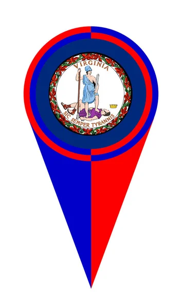 Virginia Mapa Puntero Pin Icono Ubicación Bandera Marcador —  Fotos de Stock