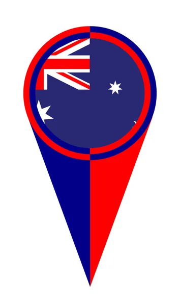 Austrália Mapa Ponteiro Pino Ícone Localização Marcador Bandeira — Fotografia de Stock