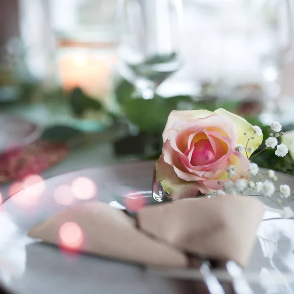 Festive Romantic Place Setting Wedding Event — Stock Photo, Image