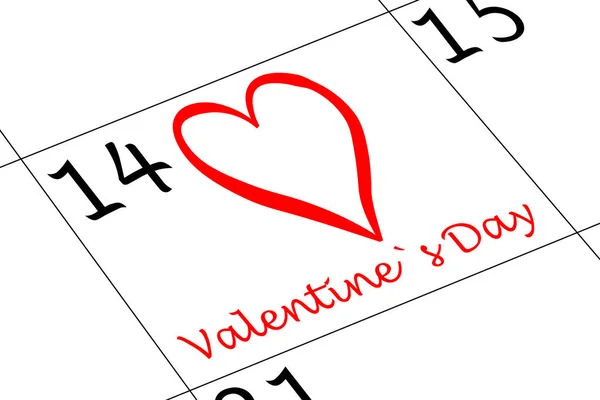 Kalendarz Walentynki Serca Pisania — Zdjęcie stockowe