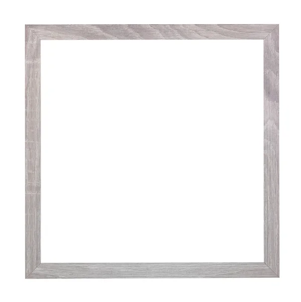 空の正方形のグレー塗装カット キャンバスは 白い背景で隔離の木製額縁 — ストック写真