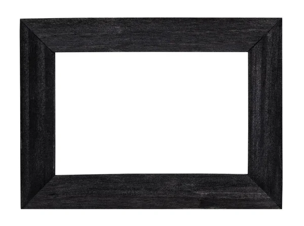 Preto Vazio Pintado Quadro Madeira Larga Com Tela Cortada Isolada — Fotografia de Stock