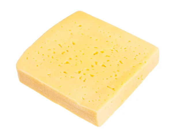Tlustý Kus Žluté Polotvrdé Kravské Mléko Sýr Izolovaný Bílém Pozadí — Stock fotografie