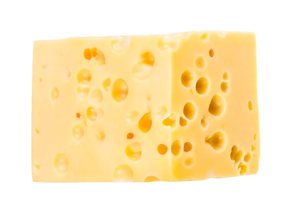 大块黄色中硬奶牛乳清乳酪 内孔与白色背景隔离 — 图库照片