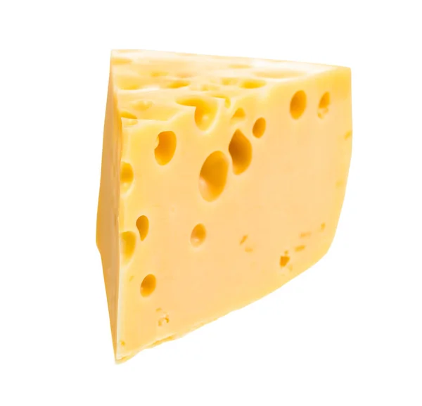 Dreieckige Scheibe Gelber Halbharter Kuhmilch Schweizer Käse Mit Inneren Löchern — Stockfoto