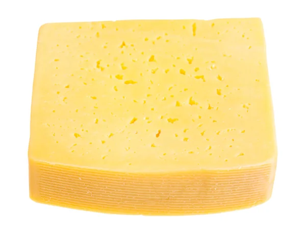 Morceau Fromage Lait Vache Jaune Semi Dur Isolé Sur Fond — Photo