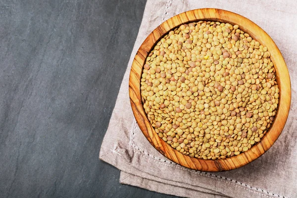 Lentejas Crudas Sobre Fondo Piedra Balck Concepto Comida Vegetariana Saludable — Foto de Stock