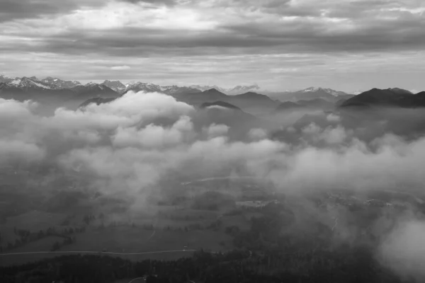 Paesaggio Autunnale Con Montagne Nuvole Bavaria — Foto Stock