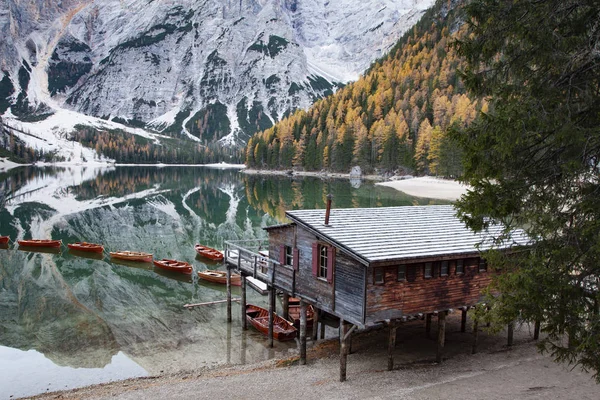 Lago Braies Dolomieten Sudtirol Italië — Stockfoto
