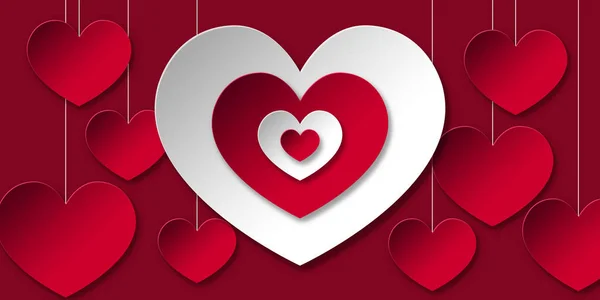 Red White Heart Shapes Valentine Card — Stock Photo, Image