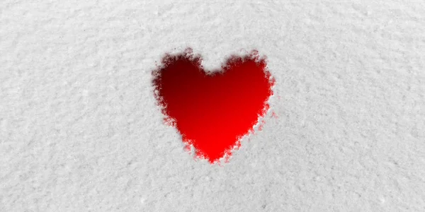Coração Vermelho Frente Fundo Neve — Fotografia de Stock