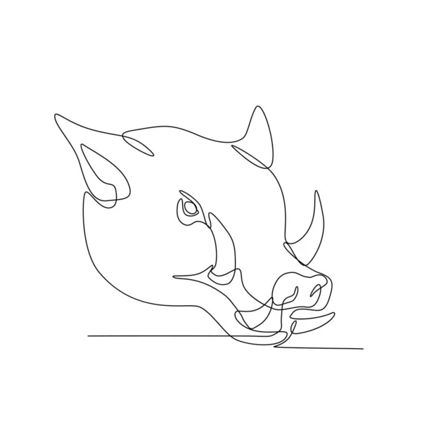 Illustration Ligne Continue Cochon Sauvage Porc Sanglier Une Tête Rasoir — Photo