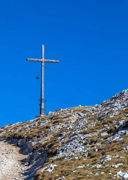 Summit Cross Strudelkopf Mountain Dolomites South Tyrol — стокове фото