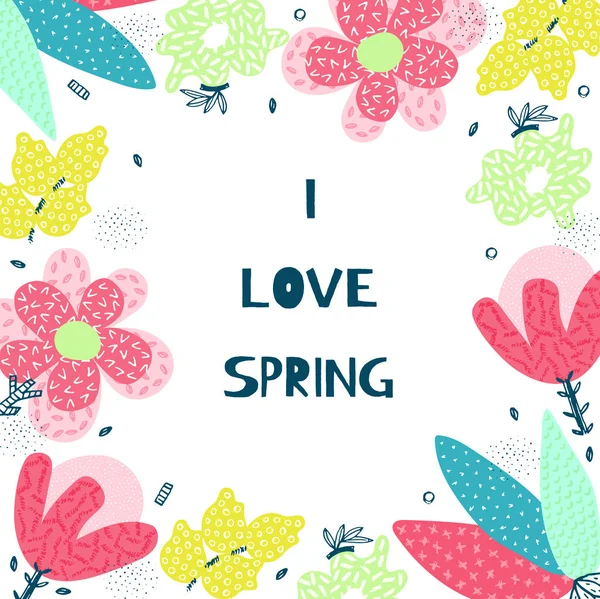 Vector Spring Background Floral Composition Abstract Hand Drawn Colorful Flowers — Stock Photo, Image