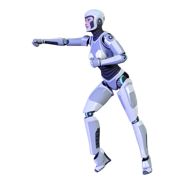 Rendering Female Robot Isolated White Background — Stock Photo, Image