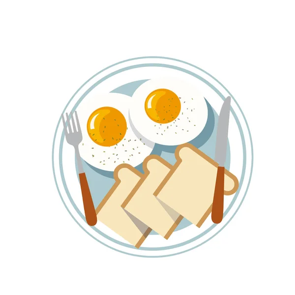 Frühstück Toast Eier Morgens Mahlzeit Traditionelle Illustration — Stockfoto