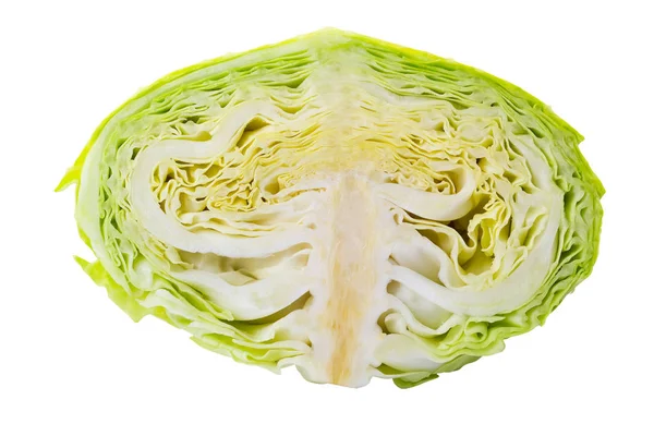 Cross Section Cut Cabbage Isolated White Background Clipping Path Included — Stock Photo, Image