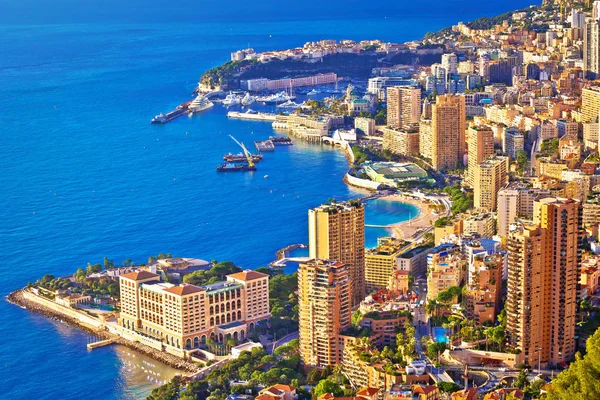 Mónaco Monte Carlo Paisaje Urbano Vista Aérea Del Puerto Principado — Foto de Stock