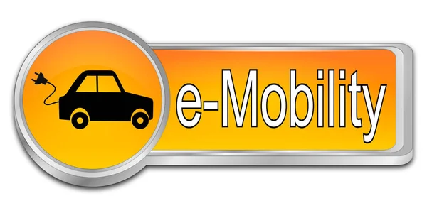 orange e-Mobility Button - 3D illustration