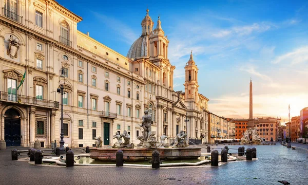 Piazza Navona Fuente Moro Por Mañana Italia — Foto de Stock