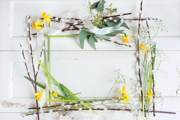 Decoración Del Día Las Madres Con Flores Primavera Una Mesa — Foto de Stock