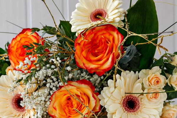 Strauß Von Rosen Blumen Und Flora — Stockfoto