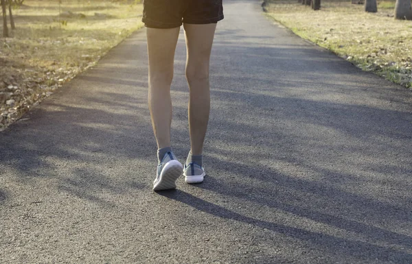 Een Vrouw Uitgevoerd Ochtend Joggen Oefenen Gezonde Levensstijl Concept — Stockfoto