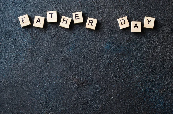 Father Day Concept Wooden Letters Dark Background Top View — Stock Photo, Image