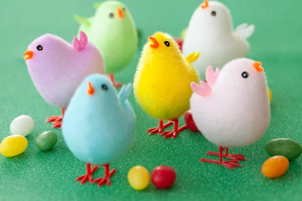 Colorful Little Chicks Cheerful Easter Decoration — Stock Photo, Image