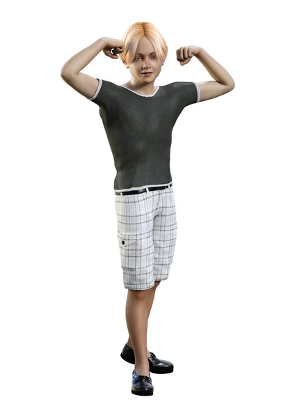 Rendering Teenager Boy Isolated White Background — Stock Photo, Image