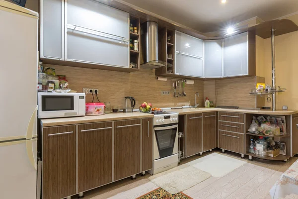 Interior Spacious Kitchen Residential Apartment — Stock Photo, Image