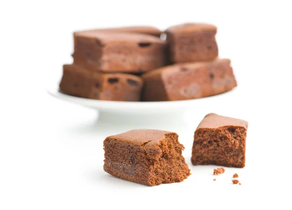 Brownies Chocolate Doce Isolado Fundo Branco — Fotografia de Stock