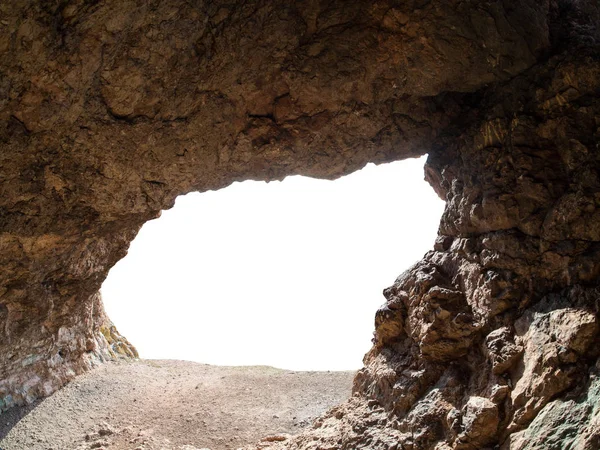 Entrada Cueva Roca Con Paisaje Montaña Tallado — Foto de Stock