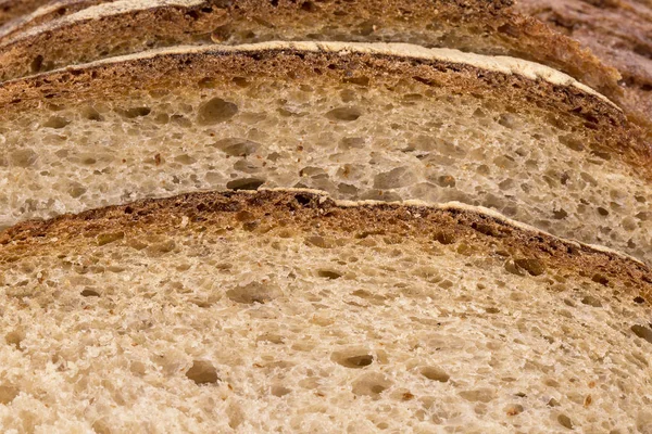 Achtergrond Van Sneetjes Roggebrood Tarwe Brood Korst Close — Stockfoto