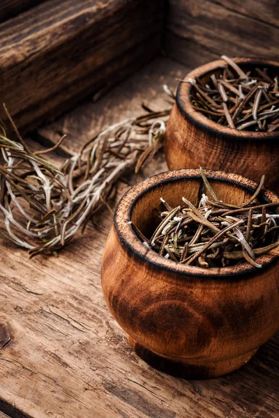 Torkade Rosmarinblad Rosmarinus Officinalis Torkad Naturlig Rosmarin Krydda — Stockfoto