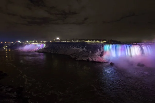 América Norte Canadá Cachoeira Iluminada Nas Cataratas Niagara — Fotografia de Stock