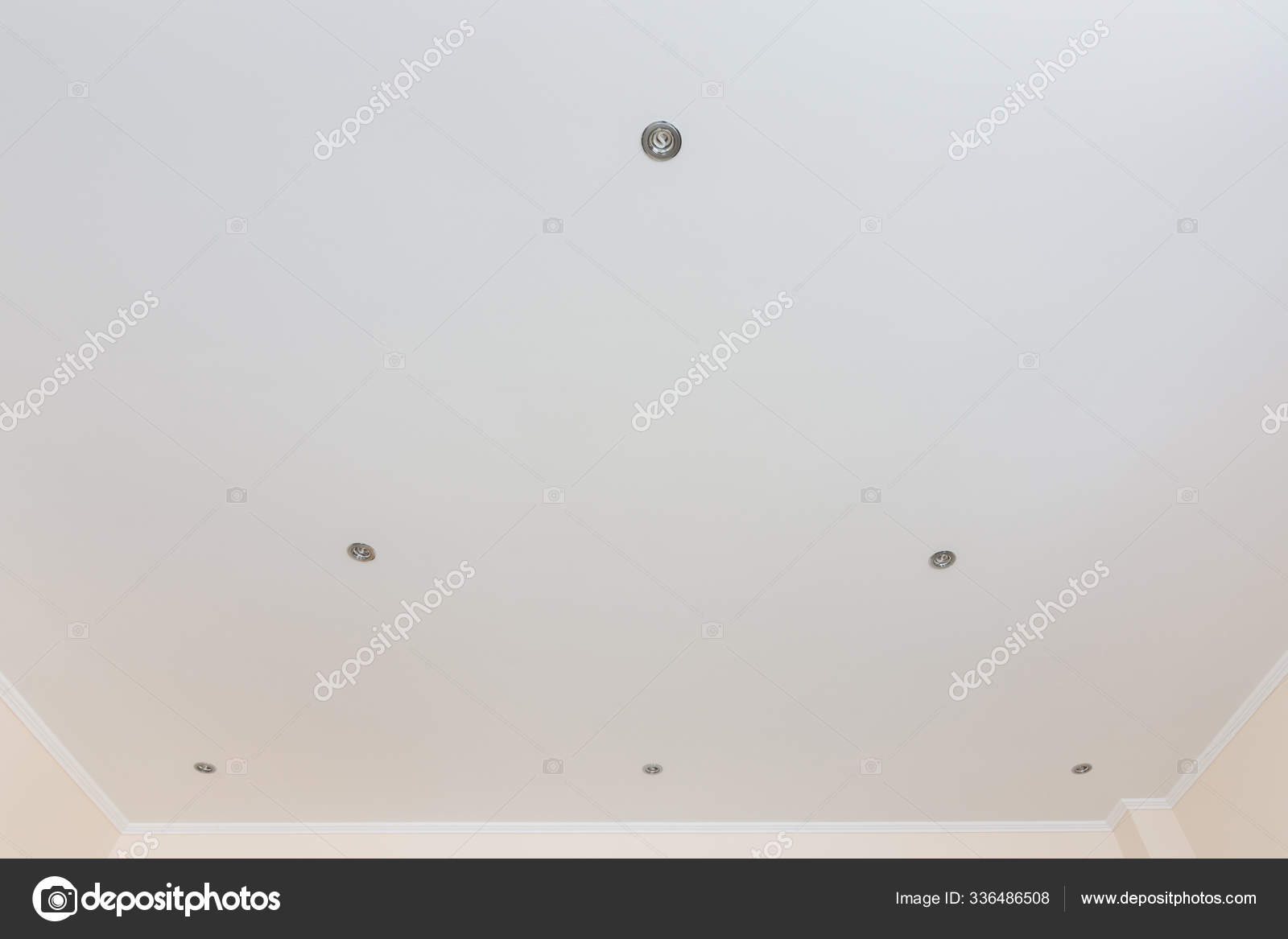 Suspended Ceiling Plasterboard Built Lights Stock Photo by