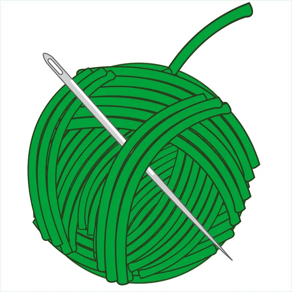 Bola Com Fio Verde Fundo Branco Isolado — Fotografia de Stock
